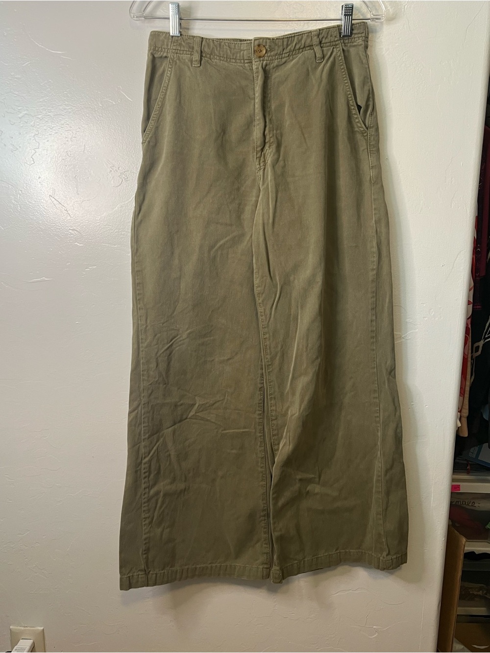 Free People Chino Wide leg Pants Aloe Women’s Size 6 100% cotton